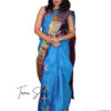Kanchipuram Silk-French Blue with Tan Brown - Image 3