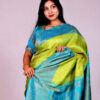 Kanchipuram Silk- yellow with Blue lvy - Image 2
