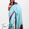Creepe Saree Cloudy Blue with  Palatinate Purple