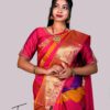 Kanchipuram Silk-Red pink with Purple - Image 2
