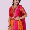 Cotton silk Orange lehenga and Pink red Blouse - Image 2