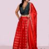 Cotton silk meroon Lava Red and Dark grey - Image 4