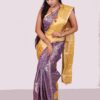 Banarasi tissue soft silk saree Rosy brown with Yellowish orange - Image 5