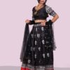 Cotton silk Black lehenga and Pinkish red - Image 3