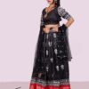 Cotton silk Black lehenga and Pinkish red - Image 4