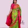 Kanchipuram Silk-Green peas with Redpink - Image 2