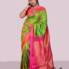 Kanchipuram Silk-Green peas with Redpink - Image 3