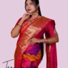 Kanchipuram Silk-Red pink with Purple - Image 4