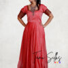 Women Ethnic Pink and Redwine Cotton Gowns - Image 5