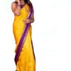 Kanchipuram Silk-Orange yellow with Purple - Image 3