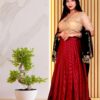 Cotton silk meroon lehenga and gold netted blouse - Image 2