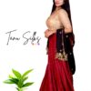 Cotton silk meroon lehenga and gold netted blouse - Image 3