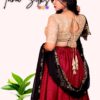 Cotton silk meroon lehenga and gold netted blouse - Image 5