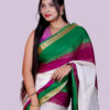 Pure Mysore silk with White green- purple