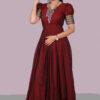 Women Ethnic Lavared and Black Cotton Gowns