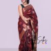Kanchipuram Silk- Wine with Dark slate grey - Image 3