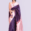 Kanchipuram Silk- Purple with Cream - Image 3