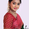 Kanchipuram Silk- Pinkish Red with Dark green - Image 6