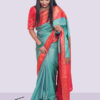 Kanchipuram Silk- Shadow green with Red - Image 2