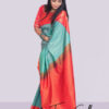 Kanchipuram Silk- Shadow green with Red - Image 4