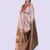 Kanchipuram Silk- Pastel grey with Black - Image 2