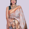 Kanchipuram Silk- Pastel grey with green