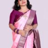 Kanchipuram Silk- Light pink  with Dark Rasberry